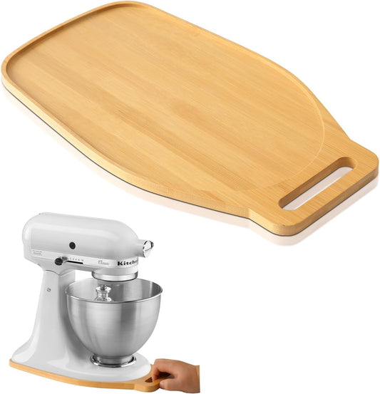 Bamboo Sliding Mat for Kitchenaid Mixer, Mixer Mover Slider Mat Pad Compatible with Kitchenaid 4.5-5 Qt Tilt-Head Stand Mixer,Kitchen Appliance Slider Mat, Kitchen Aid Mixer Accessories,With Handle