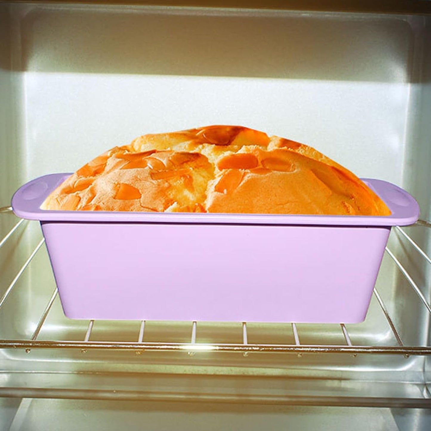 Long Loaf Cake Mold Silicone Baking Mold Nonstick Silicone Bread Loaf Pan with Handles Oven Safe Easy Release Heat-Resistant Light Purple  fxwtich   
