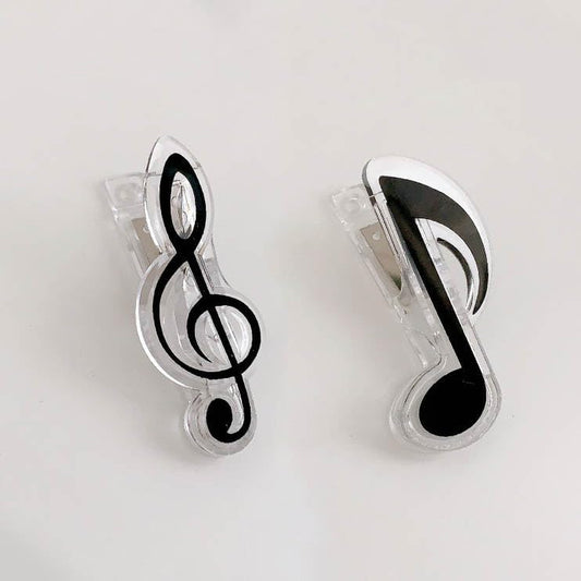 Doraking 2PCS Music Note Acrylic Paper Photo Clip Holder, Chip Bag Binder Sealing Clips for Food Packages, Office Supply
