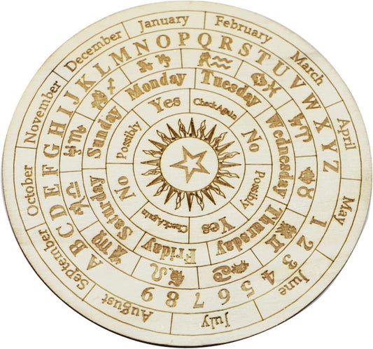 Irishom Star Pendulum Board Wooden Dowsing Divination Board round Metaphysical Message Board Witchcraft Wiccan Altar Beginner Witchcraft Supply