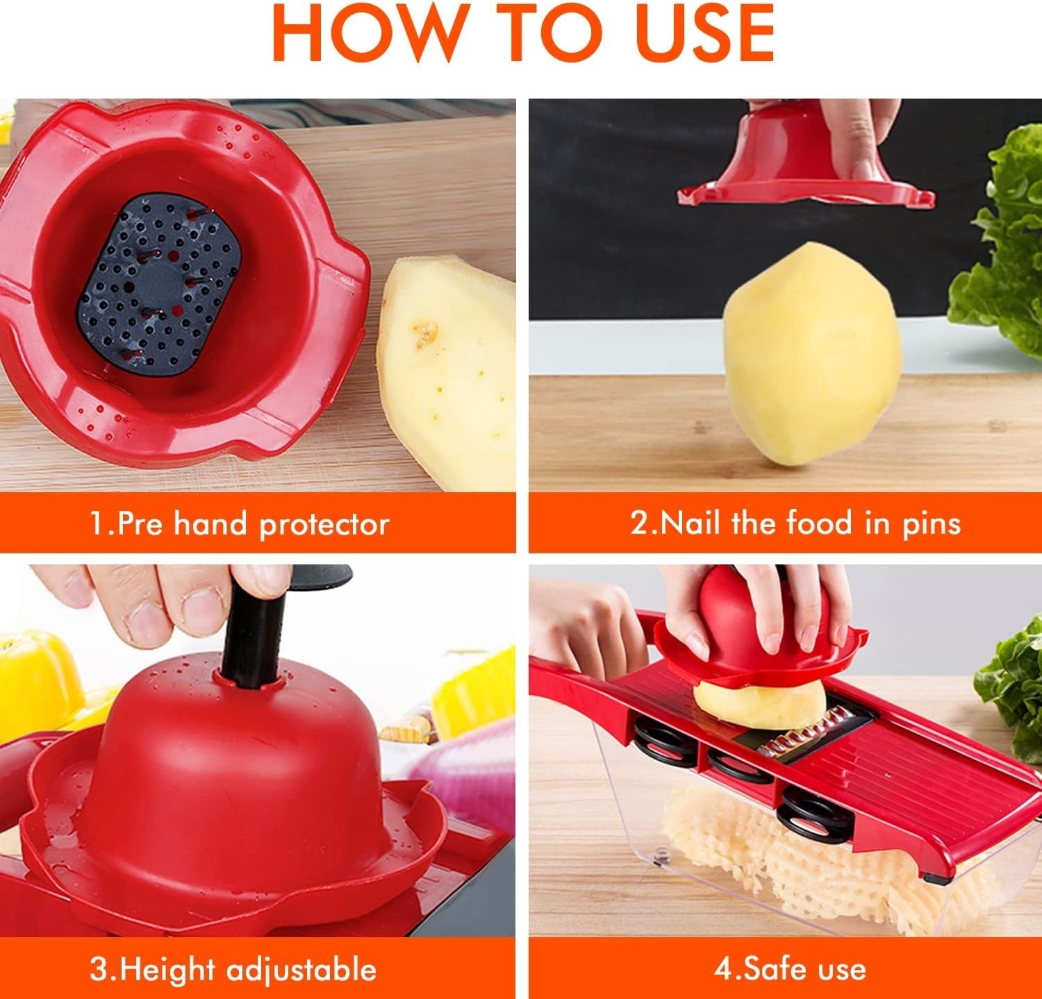 10 in 1 Multi-Function Vegetable and Fruit Chopper, Mandoline Slicer, Onion Potato Cheese Shredder, Salad Spiralizer Cutter, Veggie Grater Dicer Artifact with Vegetable Peeler,Hand Guard and Container  xinmu   