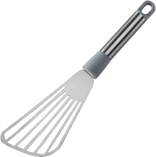 Barbecue Spatula Fish Spatula Household Kitchen Food Pancake Steak Fish Spatula Stainless Steel Fish Turner Spatula Slotted Turner Thin Edged Design Cooking Utensils Set Stainless (Grey, One Size)