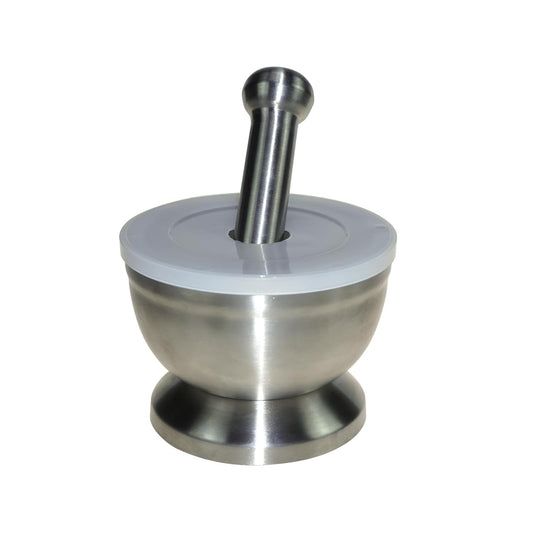 18/8 Stainless Steel Mortar and Pestle, Rock Crusher Mortar and Pestle, Pill Crusher, Ore Crusher, Spice Grinder, Cooking Spices and Seasoning, Kitchen Accessories (Large Diameter 4.6'')