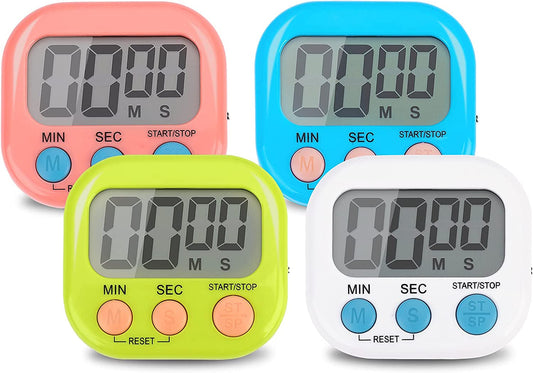 4-Piece Multi-Function Electronic Timer, Learning Management, Suitable for Kitchen, Study, Work, Exercise Training, Outdoor Activities(Not Including Battery).  CHEMEILAI   