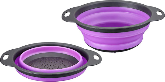 2 PCS Collapsible Kitchen Silicone Strainer, Colander, Mixing Bowl Set  purplechef   