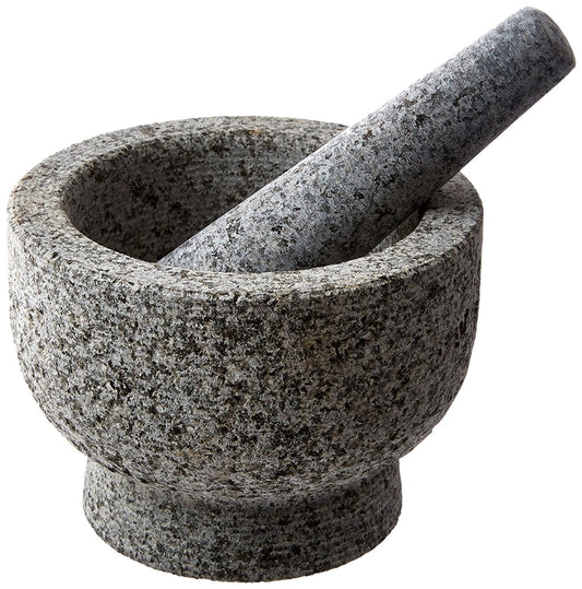 6” Heavy Granite 2 Cup Mortar & Pestle Natural Stone Molcajete Bowl and Grinder Set for Spices, Herbs, Seasonings, Pastes, Pesto and Guacamole. Release Your Favorite Flavors! Great Gift!  Grade-A Global   