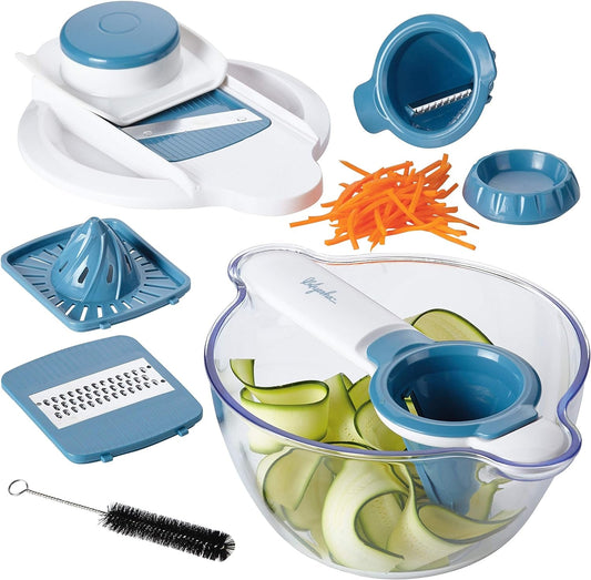 Ayesha Curry Collection 5-In-1 Mandoline & Spiralizer Set, Twilight Teal -