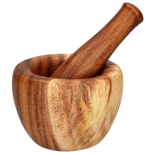 Acacia Wood Mortar and Pestle Set for Garlic Pepper Herb Spices Pill Seasoning, 4.75 Inch