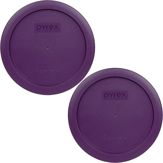 Pyrex 7201-PC round 4 Cup Storage Lid for Glass Bowls (2, Purple)  Pyrex Purple 2 