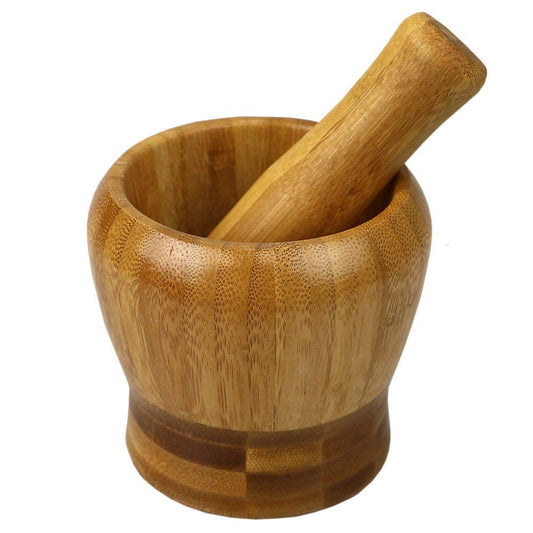 Bamboo Wooden Mortar and Pestle Set by Home Basics | Spice Grinder and Crushing Tool for Herbs, Spices and Pastes | Perfect Tool for Making Guacamole
