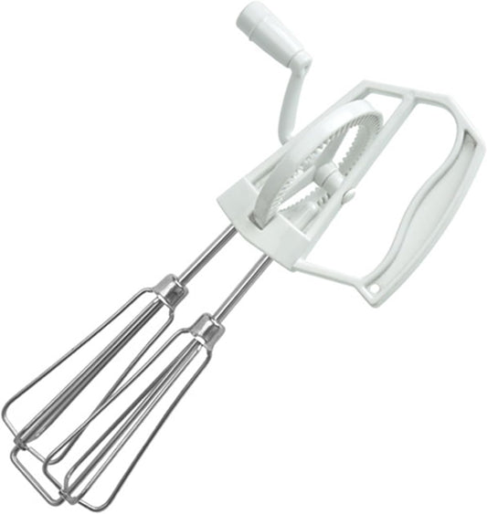 Egg Beater,Hand Held Egg Beater,Handheld Vintage Inspired Egg Beater,Stainless Steel Egg Beater Essential Tools for Daily Cooking, Egg Beating,Stirring,& Baking at Home White  AOKID White  
