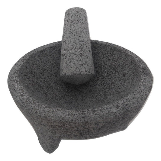 Authentic Mexican Molcajete De Piedra Volcánica: Grande Handmade Mortar and Pestle Set for Making Traditional Salsa. Guacamole Bowl.