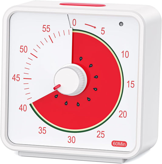 60 Minute Visual Timer for Kids, Countdown Timer for Classroom & Kitchen, Desk Timer for Study, Time Manager Tool for Kids with Watermelon Pattern (Watermelon)  Conchstar   