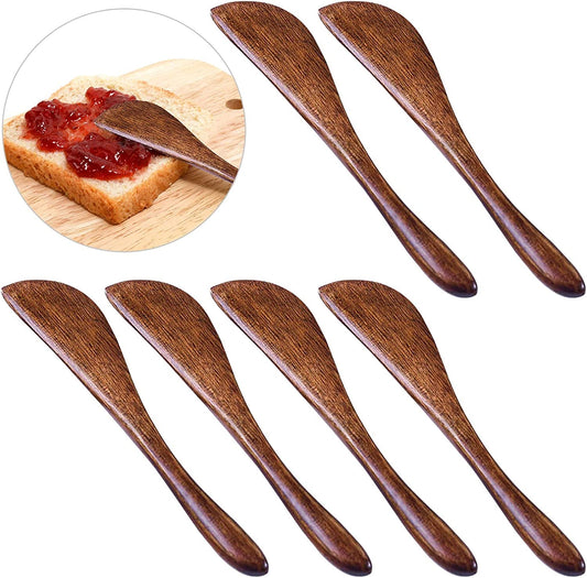 6 Pack Wooden Butter Knife, Findtop 6 Inch Condiment Knives Wood Super Handy Kitchen Utensils Peanut Jelly Spreader  findTop   