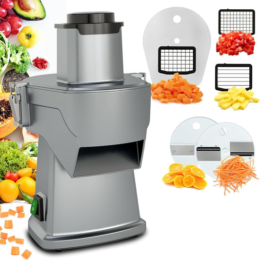 4 in 1 Electric Vegetable Chopper, Multifunctional Food Cutter＆Slicer, Mandoline Slicer & Cheese Grater, 110V Multi Blade French Fry Cutter & Veggie Slicer＆Dicer with Screwdriver, Cut-Resistant Gloves  LIANQIAN   