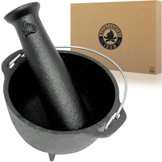 4.75 Inch Cast Iron Mortar and Pestle Set 2 Cup Spice Grinder  Italic Labs LC   