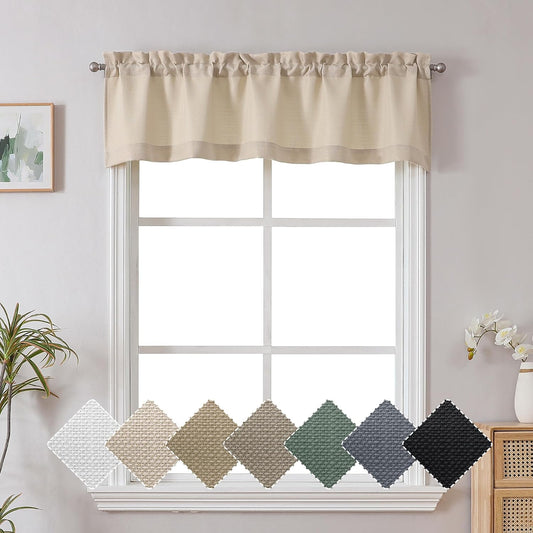 Linen Valance for Windows, Faux Linen Slub Textured Semi Sheer Small Window Kitchen Valance Curtain, Rod Pocket Cafe Valance for Bathroom Laundry Basement, 60Wx14L Inch, 1 Piece  Chyhomenyc Linen 60 X 14 Inch 