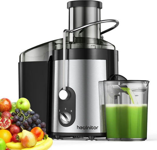 800W Centrifugal Juicer Machines Vegetable and Fruit with 3” Wide Chute, Healnitor Juice Extractor with 2 Speeds, Easy to Clean, Anti-Drip, BPA Free  Healnitor   