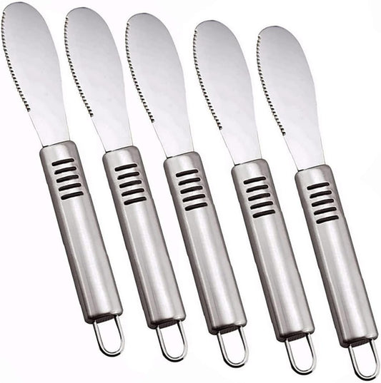 5Pcs Stainless Steel Butter Spreader Knife, Straight Edge 8.4-Inch Wide Butter Spreader Deluxe Sandwich Cream Cheese Condiment Knives Set Kitchen Tools with Ergonomic Handle  Dadamong   