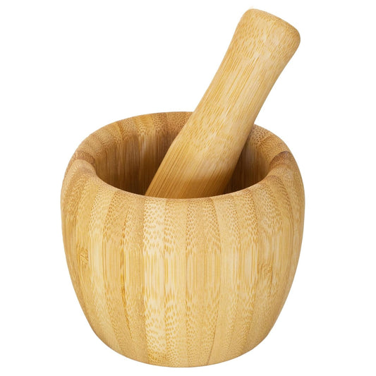 Bamboo Mortar and Pestle Set, 6.75 Ounce Capacity, Perfect for Guacamole, Pesto, Salad Dressing and More