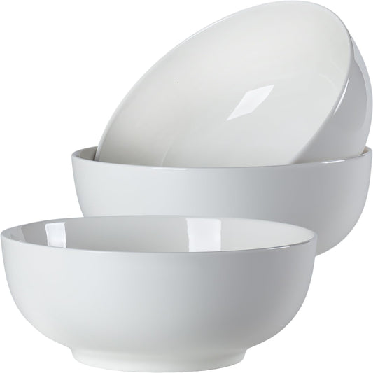 60 Oz Large Soup Bowl, Pho Bowls, 8-Inch Off-White Porcelain Bowls Set of 3, Perfect for Hearty Meals and Serving  Dyware   