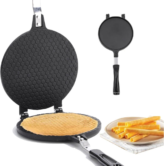 8.6 Inch Double Sided Egg Roll Pan.Waffle Cone Maker.Tortilla Press Plate Aluminum Non-Stick. with Handle Tortilla Press Pan. Stove Top Pan for Kitchen  KVIFIVK   