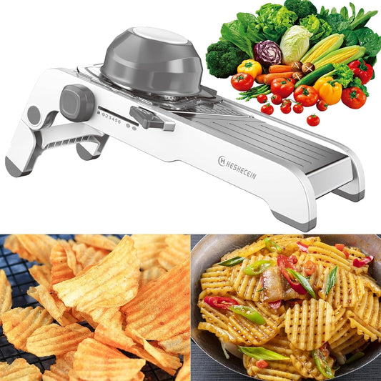 24-In-1 Mandoline Slicer for Kitchen,Adjustable Kitchen Mandoline Slicer,Food Chopper,Safe Mandoline Food Slicer,Mandolin with Waffle Fry Cutter-Grey  XiongTu   