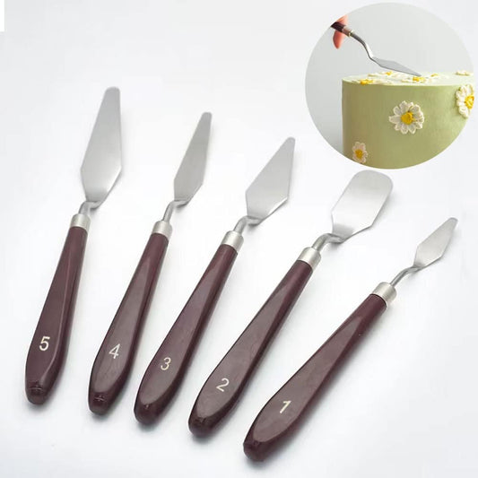 5 Pieces Set Cake Cream Spatulas, Stainless Steel Cake Decorating Knife, Angled Icing & Decorating Spatula with Stainless Steel Spatula + Wood Handle, Mixing Scraper, Baking Pastry Tool  Junvaia   