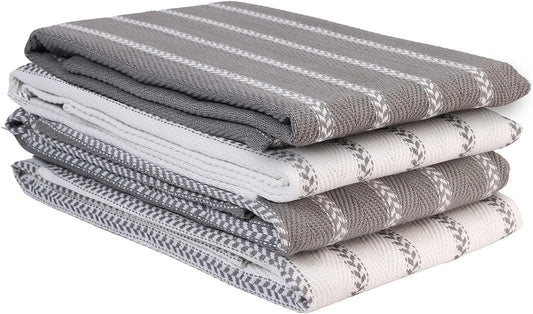 LANE LINEN Kitchen Towels Set - Pack of 4 Cotton Dish Towels for Drying Dishes, 18”X 28”, Kitchen Hand Towels, Absorbent Tea Towels, Towels for Kitchen, Quick Drying Kitchen Towel Set - Grey  Homespun Grey Set Of 4 