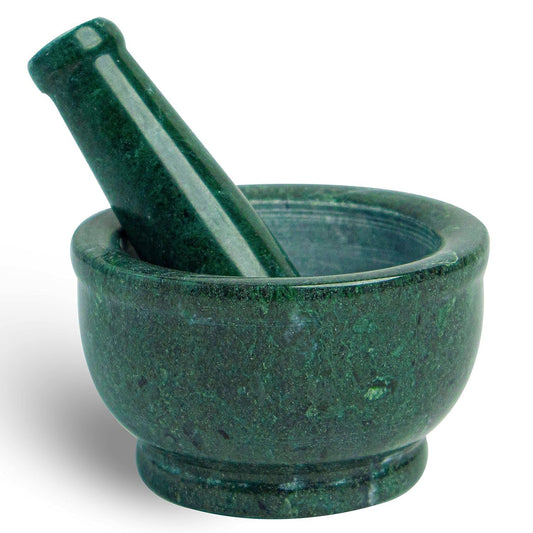 4 Inch Natural Granite Marble Mortar and Pestle Set Solid Green Stone Marble Grinder for Guacamole, Herbs, Spices, Medicine  MR ENTERPRISES   