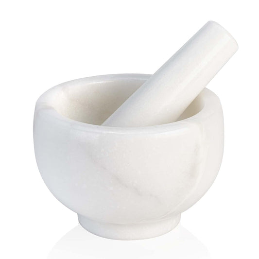 African Natural Marble Mortar and Pestle Set, Grinder Bowl for Guacamole, Salsa, Pill Crusher, Spice, Herb, Garlic, Nut, Heavy Duty Grinder for Kitchen(Namib Fantasy)