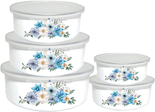 Mixing Bowls Sets for Kitchen Serving Fruit Cereal Ice Cream Salads Prepared Bowls 5 Pieces with Lid Metal Prep Baby Bowls Sugar Candy Nesting Food Storage Food Container Bowl  Roadmap Blue  