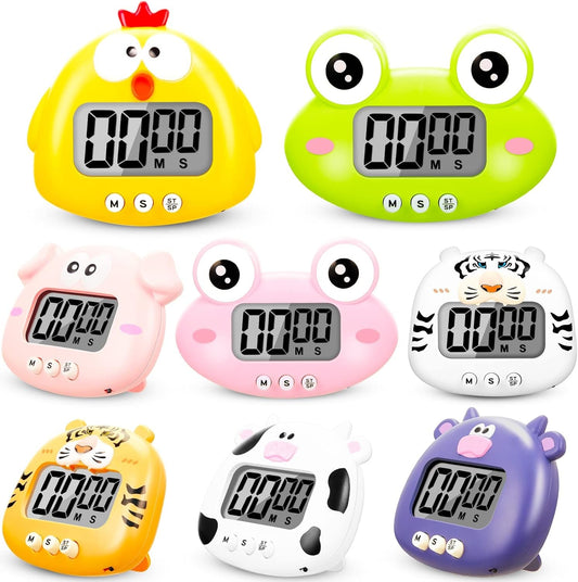 8 Pieces Cute Animal Kitchen Timer Cartoon Digital Kitchen Timer Countdown Timer Decorative Magnetic Timer Visual Cute Cooking Timer with on and off Switches for Kitchen Classroom, 8 Styles  Amylove   